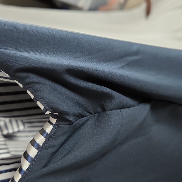 NWOT Banana Republic Preppy Navy and Metallic Silver Stripe Shift Dress Size 12 - Picture 14 of 16